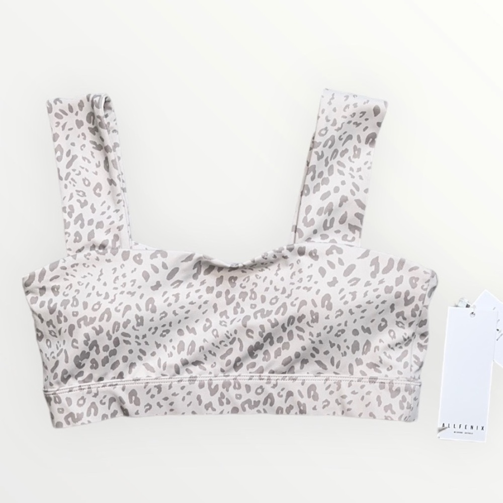 Anthropologie Allfenix Sports Bra Cheetah Dark Stone Sand M Medium New